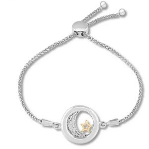 🆕 Kay Jewelers Shoot For The Moon Bolo Bracelet Sterling Silver Diamonds
